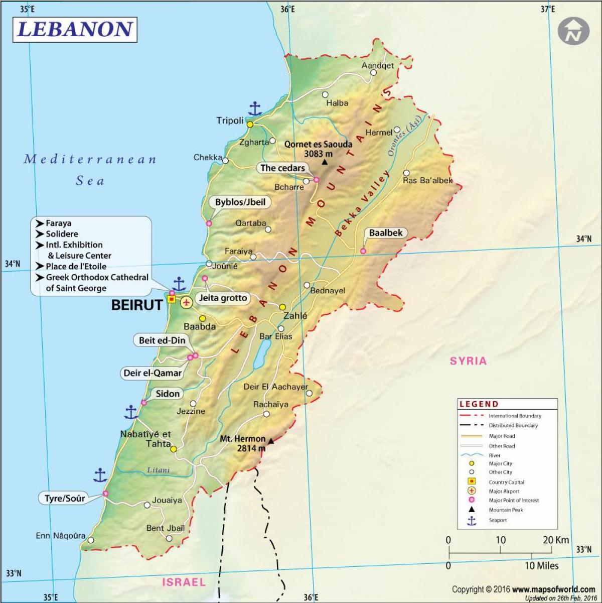 mapa de la antigua Líbano