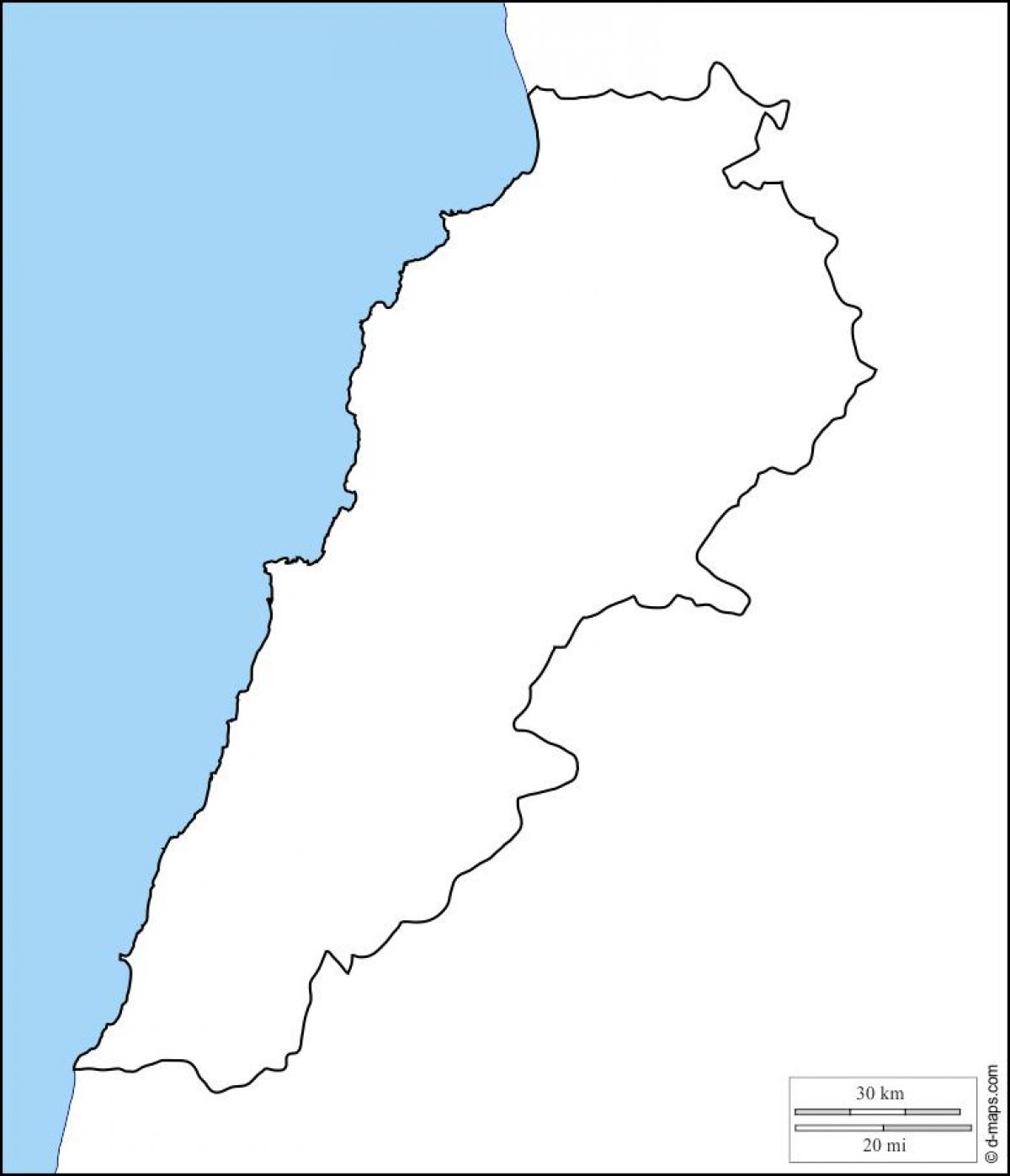 mapa en blanco de Líbano