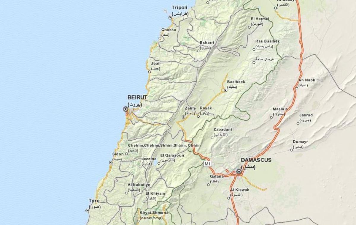 mapa de mapa gps Líbano